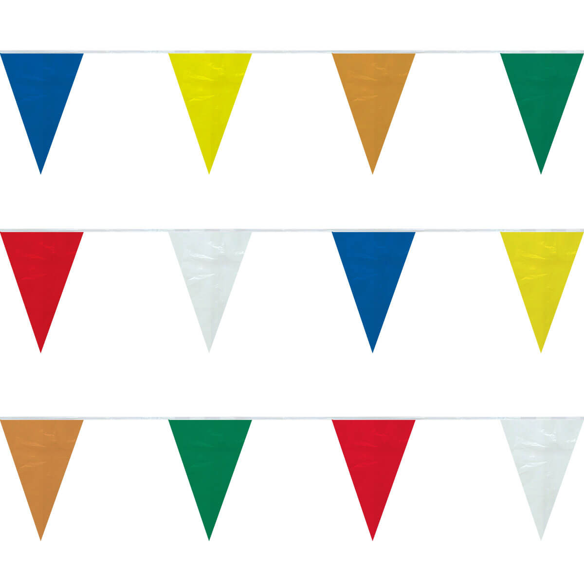 MULTI COLORED PENNANT STRING 50 FEET TRIANGLE FLAGS USA SHIPPING 22 PENNANTS 