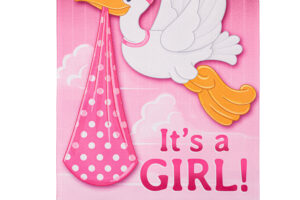 STORK WITH SPECIAL DELIVERY (GIRL) [SATIN GARDEN FLAG]