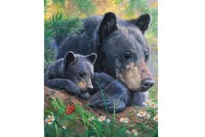 MOM AND BABY BEAR IN THE MEADOW [SATIN FLAG]