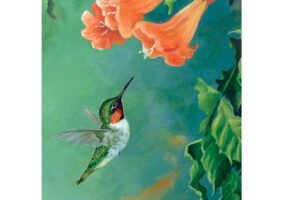 HUMMINGBIRD AND TRUMPET VINE [SATIN HOUSE BANNER]