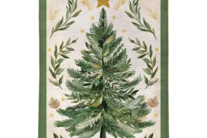 CHRISTMAS TREE WITH ACORN [BURLAP HOUSE FLAGS]