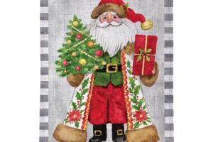 FESTIVE SANTA [BURLAP HOUSE FLAG]