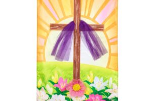 EASTER CROSS WITH LILIES [APPLIQUE HOUSE BANNER]